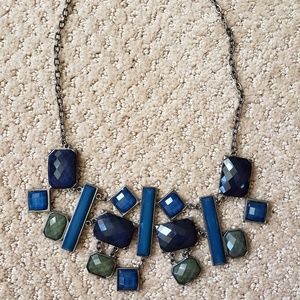 Multi blue cabochon bib necklace